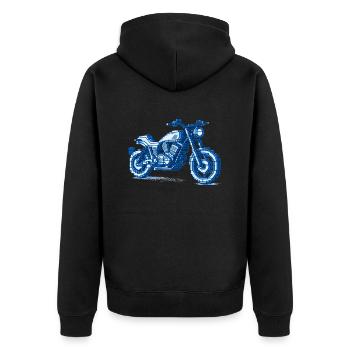 8 Bit Naked Bike Motorrad für Biker und Bikerinnen - Unisex Premium Bio Zip Hoodie - Schwarz - Hinten - Nico (187cm)