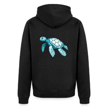 Beautiful sea turtle in blue - Unisex Premium Organic Zip Hoodie - black - Back - Nico (187cm)