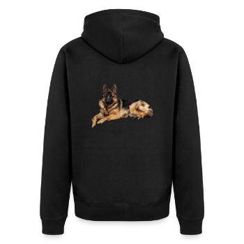 German Shepherd C Lasse - Unisex Premium Organic Zip Hoodie - black - Back - Nico (187cm)