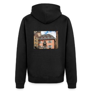 St. Martin Kirche, Cochem Rhein - Unisex Premium Bio Zip Hoodie - Schwarz - Hinten - Nico (187cm)