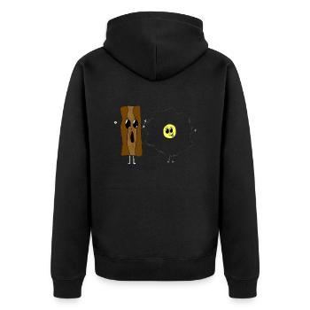 Billy Bacon N Ellie Eier | Original von. MMJ49 - Unisex Premium Bio Zip Hoodie - Schwarz - Hinten - Nico (187cm)