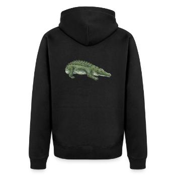 Crocodile - Unisex Premium Organic Zip Hoodie - black - Back - Nico (187cm)