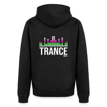 Trance-Musik-Logo - Unisex Premium Bio Zip Hoodie - Schwarz - Hinten - Nico (187cm)