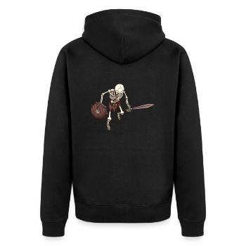 Skeleton Warrior - Unisex Premium Organic Zip Hoodie - black - Back - Nico (187cm)
