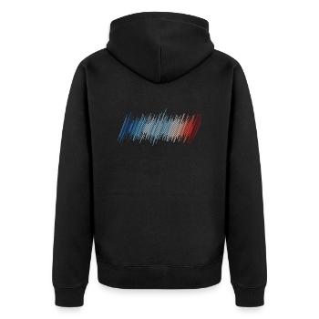 Design Warming Stripes - Veste à capuche bio Premium Unisexe - noir - Dos - Nico (187cm)