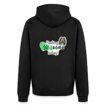 Feeling PAWSOME today! Dog Sheltie Paw Green - Unisex Premium Organic Zip Hoodie - black - Back - Nico (187cm)