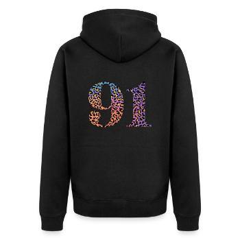 91. Geburtstag Leopard - Unisex Premium Bio Zip Hoodie - Schwarz - Hinten - Nico (187cm)