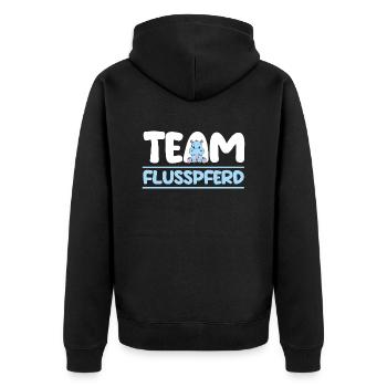 Nilpferd Flusspferd - Unisex Premium Bio Zip Hoodie - Schwarz - Hinten - Nico (187cm)