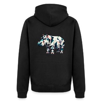 Nilpferd // hippo - Unisex Premium Bio Zip Hoodie - Schwarz - Hinten - Nico (187cm)