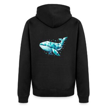 Wal // whale - Unisex Premium Bio Zip Hoodie - Schwarz - Hinten - Nico (187cm)