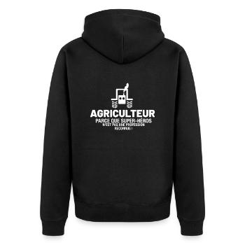 Agriculteur - Parce que super-héros n'est pas une - Veste à capuche bio Premium Unisexe - noir - Dos - Nico (187cm)