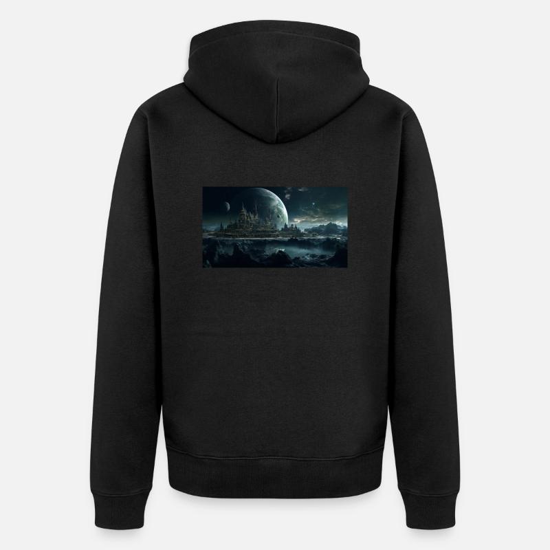 Collision de planètes - Veste à capuche bio Premium Unisexe - noir