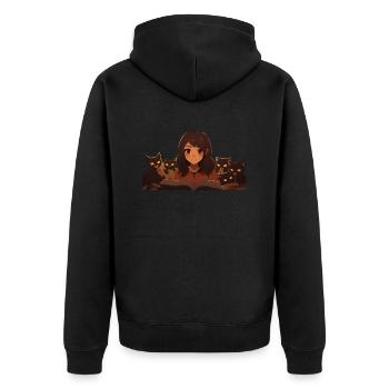 chats avec fille d’anime - Veste à capuche bio Premium Unisexe - noir - Dos - Nico (187cm)