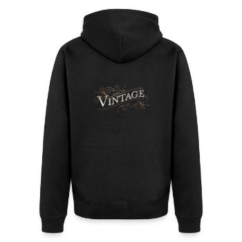 Ich bin jetzt Vintage - Unisex Premium Bio Zip Hoodie - Schwarz - Hinten - Nico (187cm)