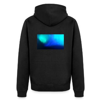 Neon Blue 43 - Unisex Premium Bio Zip Hoodie - Schwarz - Hinten - Nico (187cm)