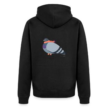 Taube mit pinkem Schal - Unisex Premium Bio Zip Hoodie - Schwarz - Hinten - Nico (187cm)