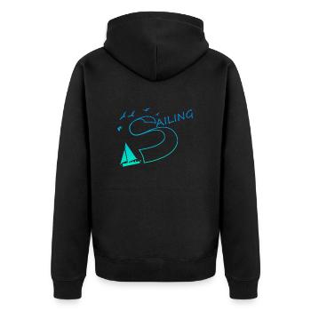 sailing segeln - Unisex Premium Bio Zip Hoodie - Schwarz - Hinten - Nico (187cm)