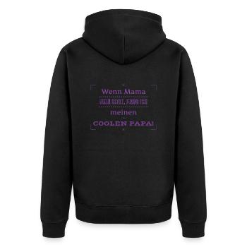 lustige sprüche cooler papa - Unisex Premium Bio Zip Hoodie - Schwarz - Hinten - Nico (187cm)