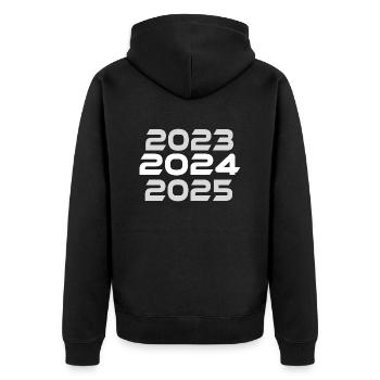 Frohes neues Jahr 2024 futuristisch - Unisex Premium Bio Zip Hoodie - Schwarz - Hinten - Nico (187cm)