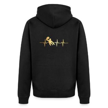 Heartbeat Rugby - Unisex Premium Organic Zip Hoodie - black - Back - Nico (187cm)