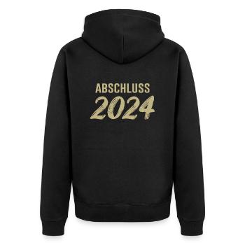 Abschluss 2024 Schule - Unisex Premium Bio Zip Hoodie - Schwarz - Hinten - Nico (187cm)