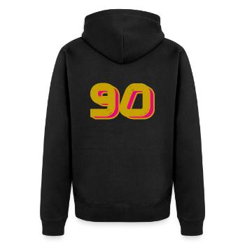 90. 90 ANS. 90e ANNIVERSAIRE. ANNIVERSAIRE 90 ANS. - Veste à capuche bio Premium Unisexe - noir - Dos - Nico (187cm)