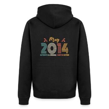 Mai 2014 Jubiläum Mai 2014 Retro - Unisex Premium Bio Zip Hoodie - Schwarz - Hinten - Nico (187cm)