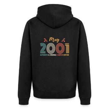 Mai 2001 anniversaire Mai 2001 rétro - Veste à capuche bio Premium Unisexe - noir - Dos - Nico (187cm)