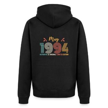 Mai 1994 Geburtstag Mai 1994 Retro - Unisex Premium Bio Zip Hoodie - Schwarz - Hinten - Nico (187cm)