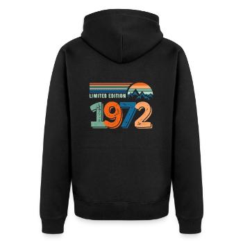 Limited edition 1972 - Unisex Premium Organic Zip Hoodie - black - Back - Nico (187cm)