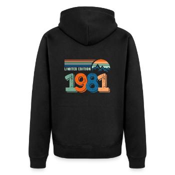 Limited edition 1981 - Unisex Premium Organic Zip Hoodie - black - Back - Nico (187cm)