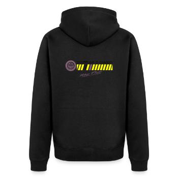 DRIVING A LEGEND - Unisex Premium Bio Zip Hoodie - Schwarz - Hinten - Nico (187cm)