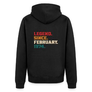 Legend Since February 1974 - Unisex Premium Organic Zip Hoodie - black - Back - Nico (187cm)