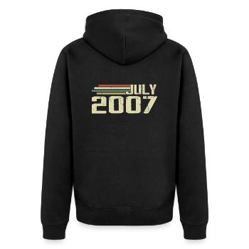 Geburtstag Juli 2007 Jahr 2007 Juli Jahrgang 2007 - Unisex Premium Bio Zip Hoodie - Schwarz - Hinten - Nico (187cm)