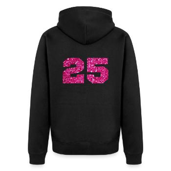Number 25 Pink Glitter - 25th Anniversary - Unisex Premium Organic Zip Hoodie - black - Back - Nico (187cm)