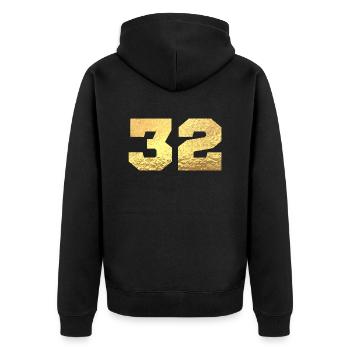 Numéro 32 paillettes doré - 32e anniversaire - Veste à capuche bio Premium Unisexe - noir - Dos - Nico (187cm)