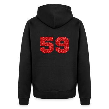Numéro 59 paillettes rouge - 59e anniversaire - Veste à capuche bio Premium Unisexe - noir - Dos - Nico (187cm)