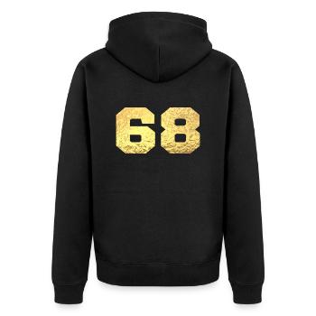 Nummer 68 Gold Glitter - 68. Jahrestag - Unisex Premium Bio Zip Hoodie - Schwarz - Hinten - Nico (187cm)