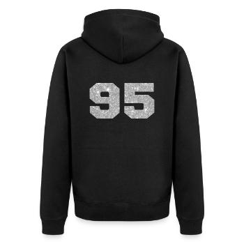 Number 95 Silver Glitter - 95th Anniversary - Unisex Premium Organic Zip Hoodie - black - Back - Nico (187cm)