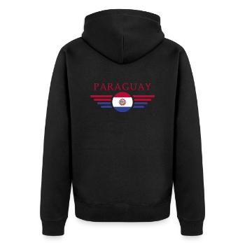 Ich liebe Paraguay, Eleganz Stil Design T-Shirt - Unisex Premium Bio Zip Hoodie - Schwarz - Hinten - Nico (187cm)