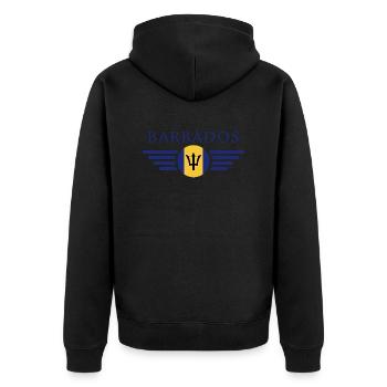Ich liebe Barbados, Eleganz Stil Design T-Shirt - Unisex Premium Bio Zip Hoodie - Schwarz - Hinten - Nico (187cm)