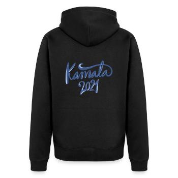 Kamala 2024 - Unisex Premium Bio Zip Hoodie - Schwarz - Hinten - Nico (187cm)
