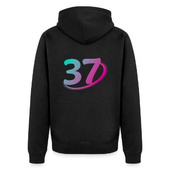 Number 37 multicolor - Unisex Premium Organic Zip Hoodie - black - Back - Nico (187cm)
