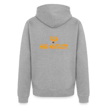 Fuck herd mentality - Unisex Premium Organic Zip Hoodie - heather grey - Back - Nico (187cm)