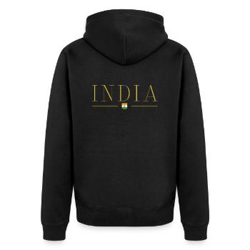 Ich liebe Indien, Stil Design T-Shirt - Unisex Premium Bio Zip Hoodie - Schwarz - Hinten - Nico (187cm)