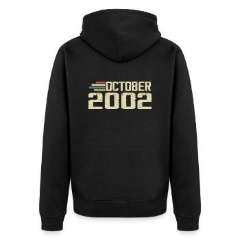 October 2002 - Geburtstag im Oktober 2002 - Unisex Premium Bio Zip Hoodie - Schwarz - Hinten - Nico (187cm)
