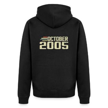 October 2005 - Geburtstag im Oktober 2005 - Unisex Premium Bio Zip Hoodie - Schwarz - Hinten - Nico (187cm)