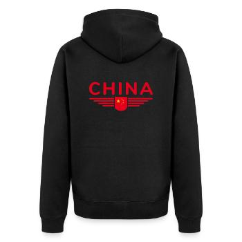 I Love China, Design T-Shirt Outfit - Unisex Premium Organic Zip Hoodie - black - Back - Nico (187cm)
