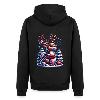Renne Noël Père Noël Noël - Veste à capuche bio Premium Unisexe - noir - Dos - Nico (187cm)