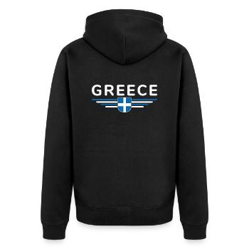 I Love Greece Fan, Tenue de T-Shirt Design - Veste à capuche bio Premium Unisexe - noir - Dos - Nico (187cm)